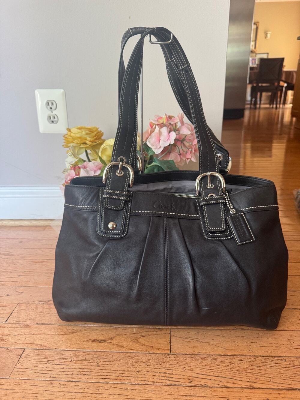 Coach black Leather Business Tote Laptop Bag 13733 (180